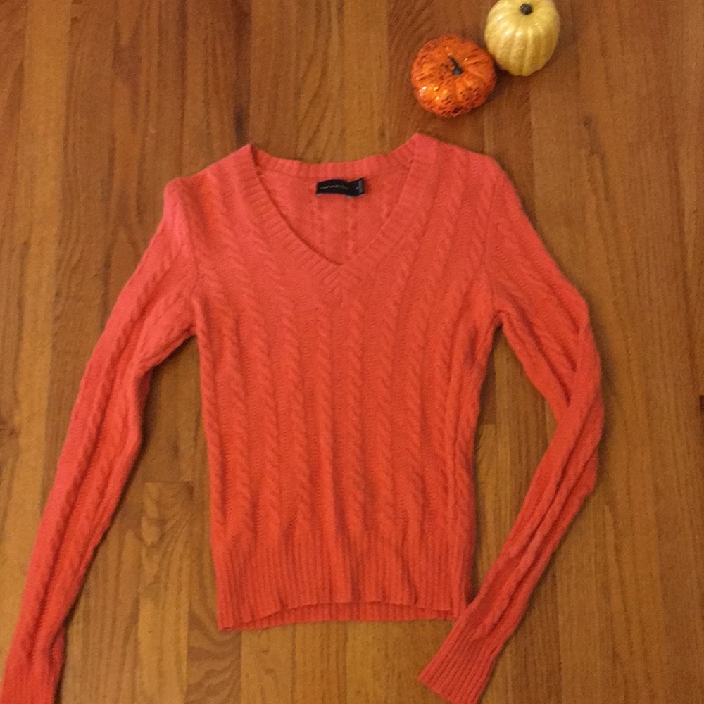 The Limited Orange V-neck sweater